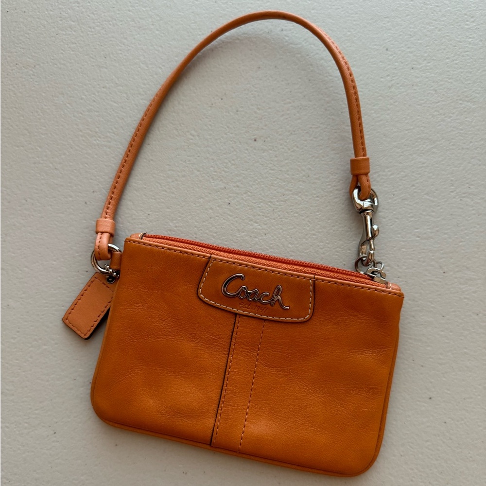 Coach Leather Logo Wristlet Purse
